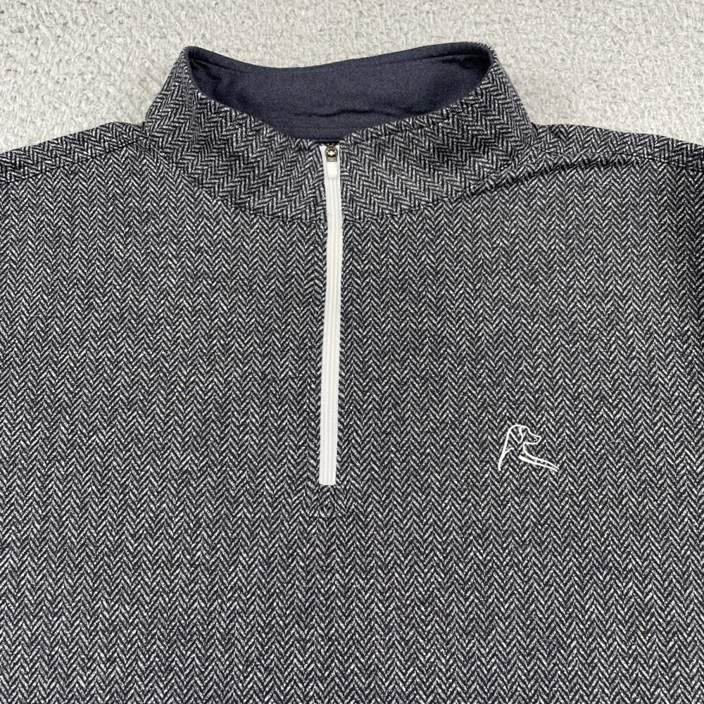 Rhoback Pullover Mens L Gray Herringbone Quarter Zip Performance Golf Sweater